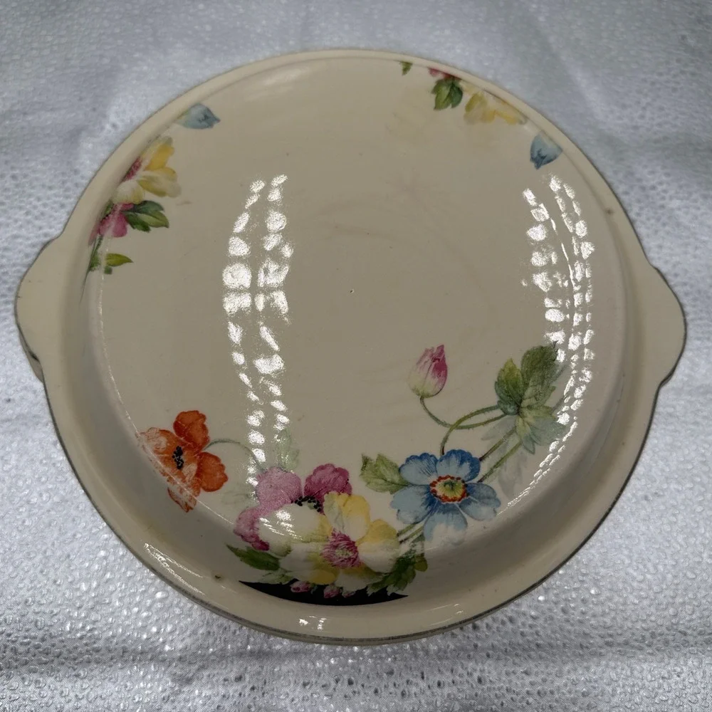Vtg 1930s Paden City Pottery The Princess casserole Flowers‎ Round Covered  Bowl